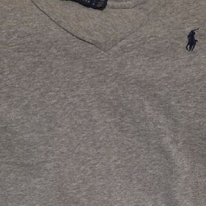 Ralph Lauren Gray V-Neck Womens Crop Top, Size Large